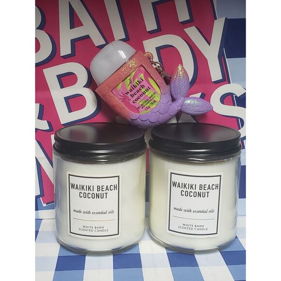 BBW Waikiki Beach Coconut Single Wick Candle & PocketBac Holder w. Refill - Picture 1 of 1